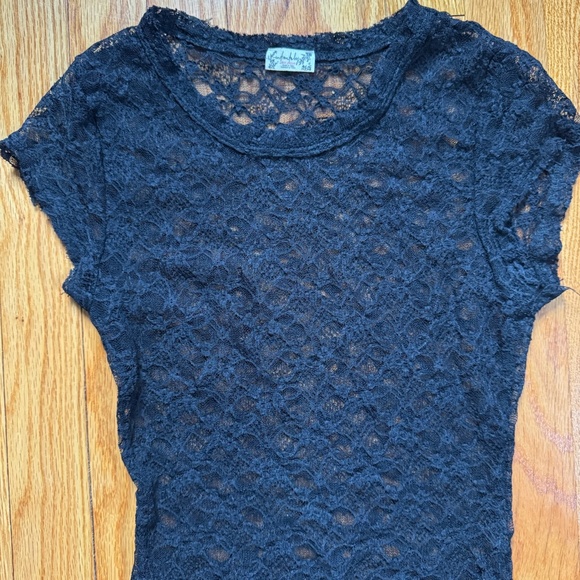 Free People black lace bodysuit short-sleeve women's size XS - Picture 3 of 5